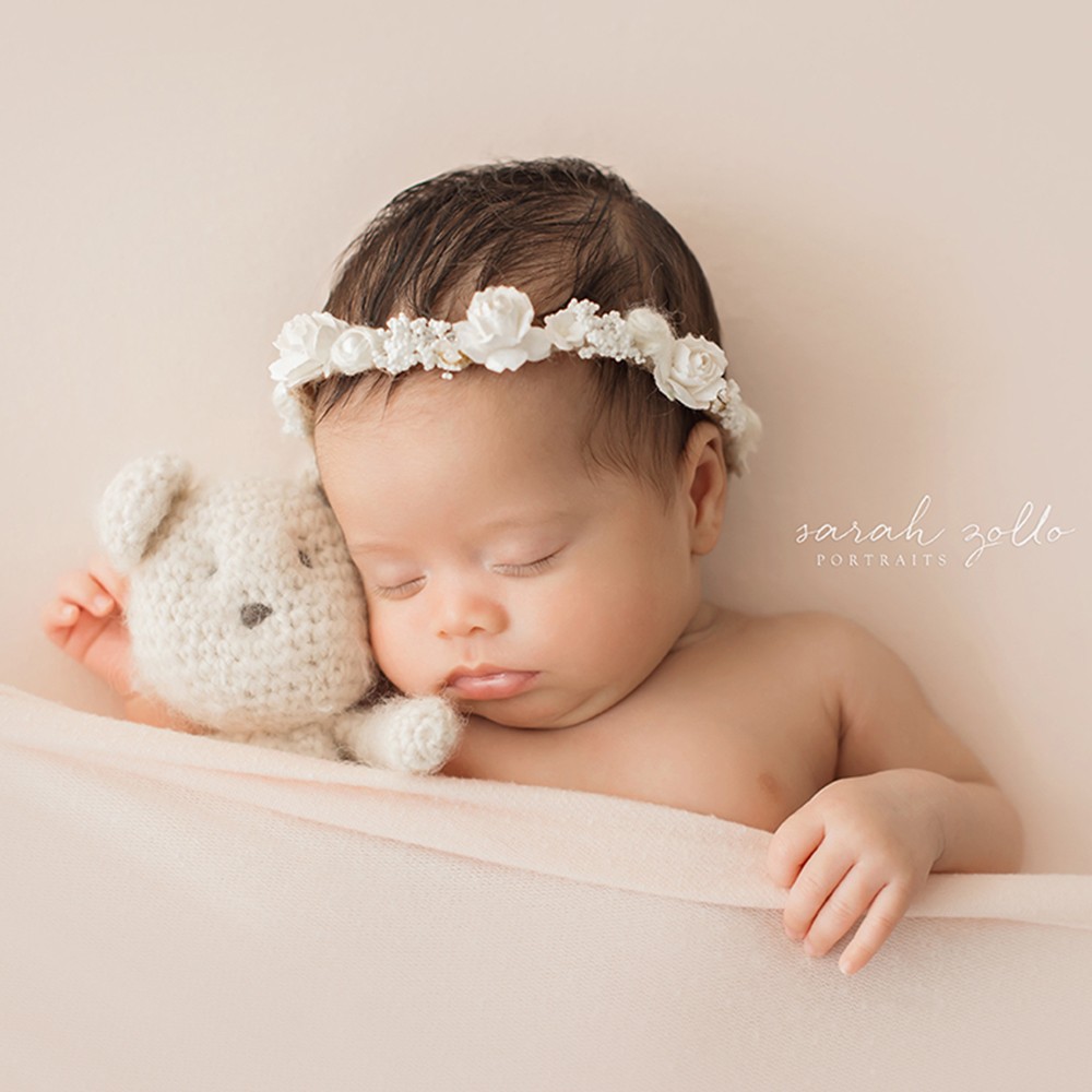 "Baby O's" Newborn Photography and Photo Session | Newborn Portraits | Studio Session in Warwick, RI - newborn baby sleeping with teddy bear