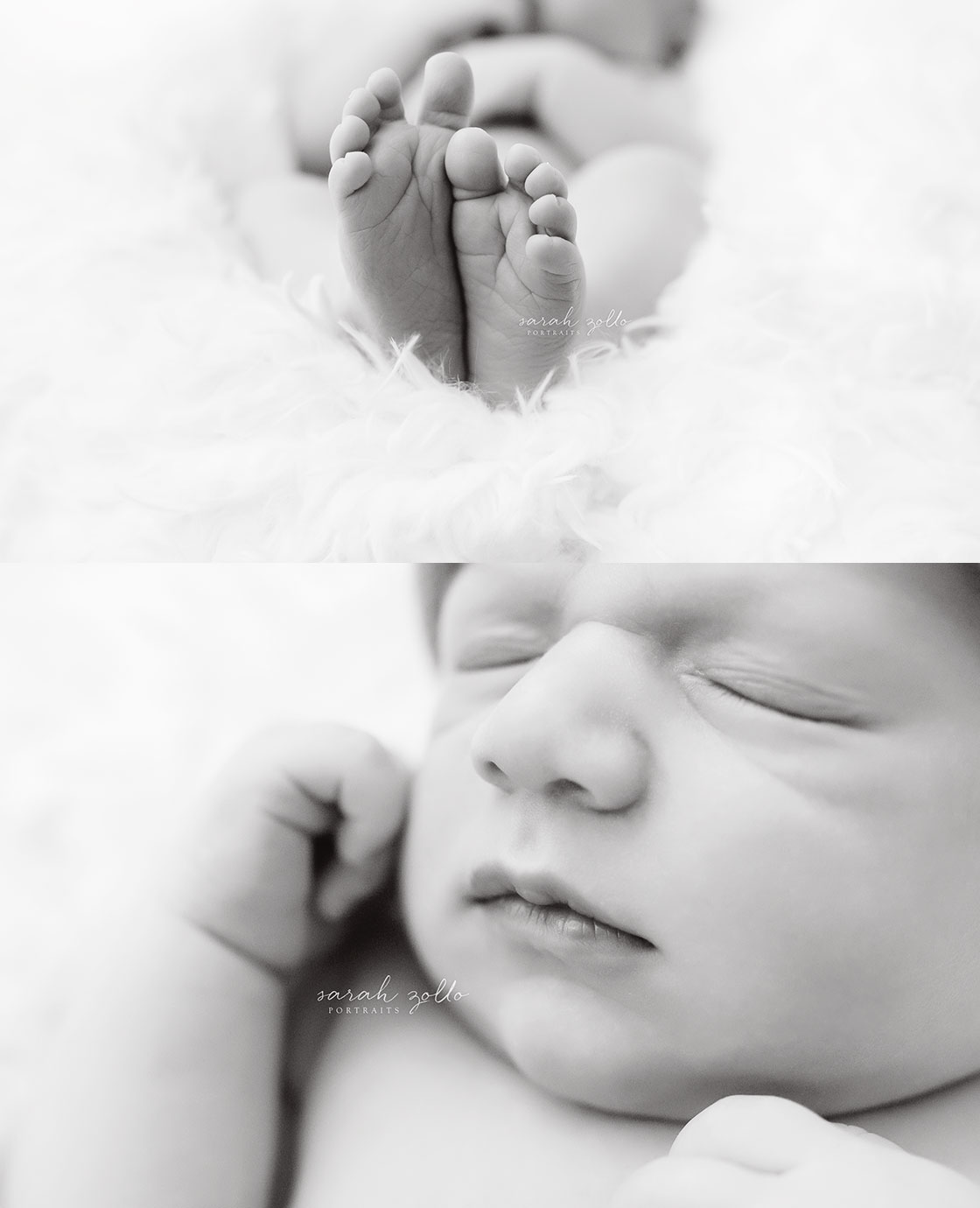 "Baby G's" Newborn Portraits - Newborn Photography - Newborn Photo Session | Warwick, RI - black and white feet and close up