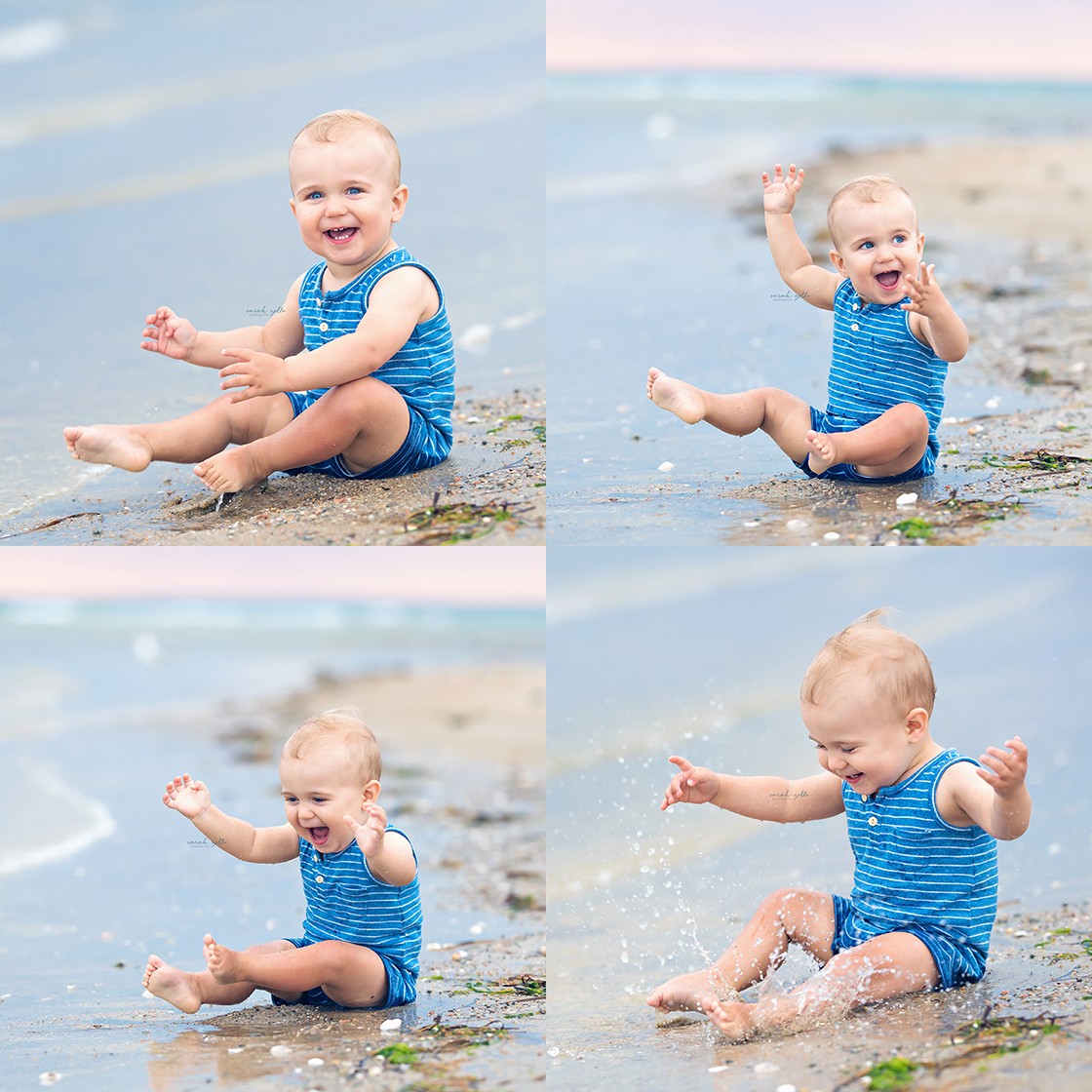 Cape Cod Family Photo Session | Woodneck Beach, Falmouth, MA - Baby playing in water
