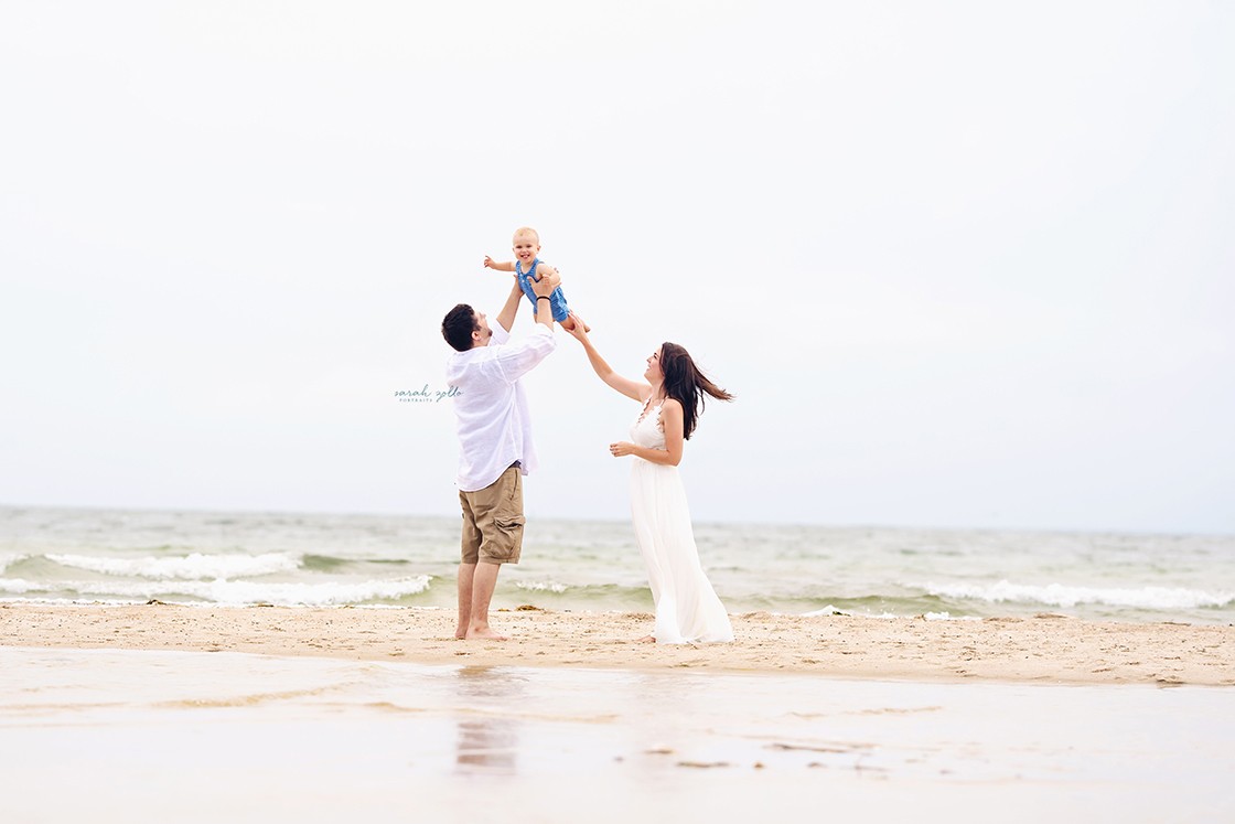 Cape Cod Family Photo Session | Woodneck Beach, Falmouth, MA - Tossing Baby Into Air