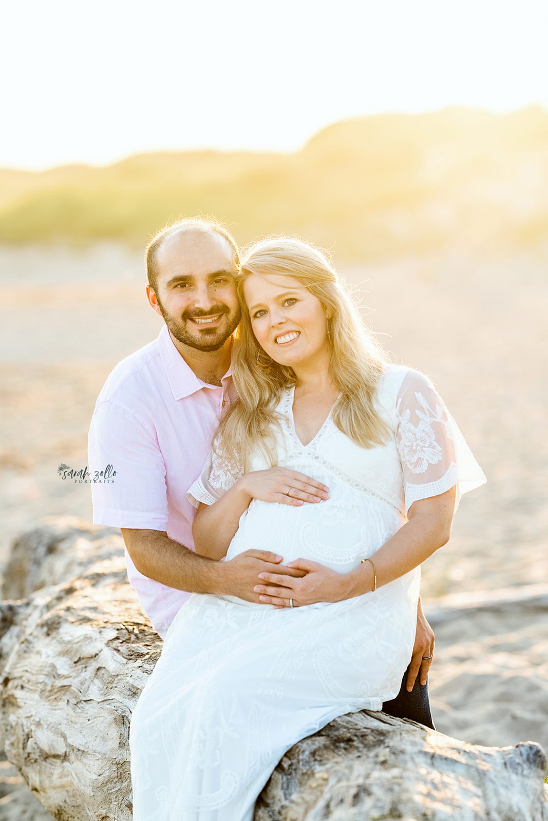 Maternity Photography and Beach Photo Session | Watch Hill, Napatree Point, Westerly, RI - Husband and wife on rock
