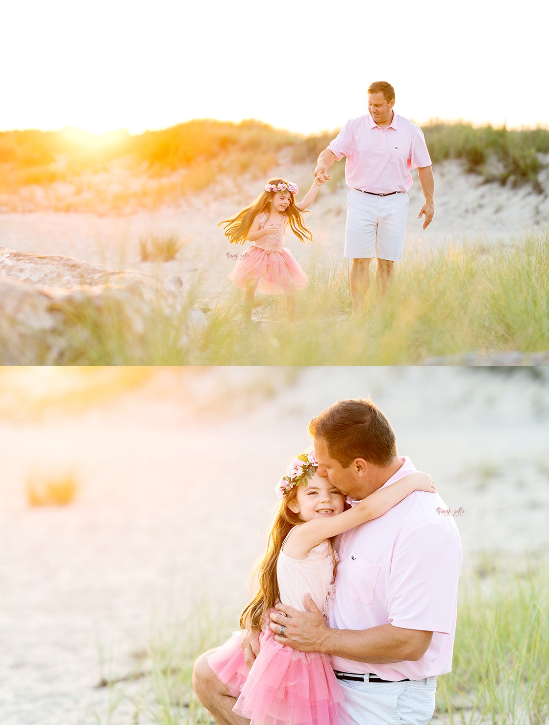 Father and Daughter Family Photo Shoot Beach Photography Watch Hill, Napatree Point, Westerly, RI - walking on sand together