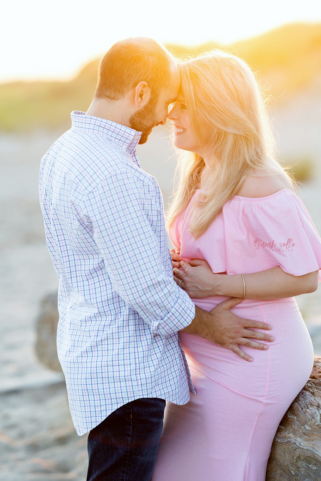Maternity Photography and Beach Photo Session | Watch Hill, Napatree Point, Westerly, RI - Husband and wife having a moment