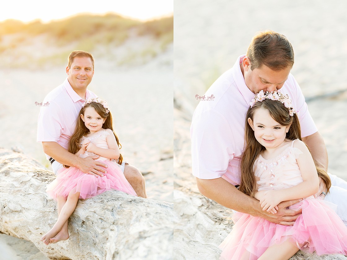 Family Beach Photography Watch Hill, Napatree Point, Westerly, RI - father and daughter embracing on beach 