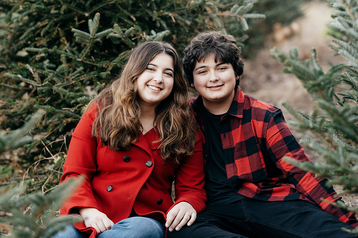 Family Photography and Photo mini Sessions at The Farmer's Daughter Tree Farm in South Kingstown, RI - older brother and sister