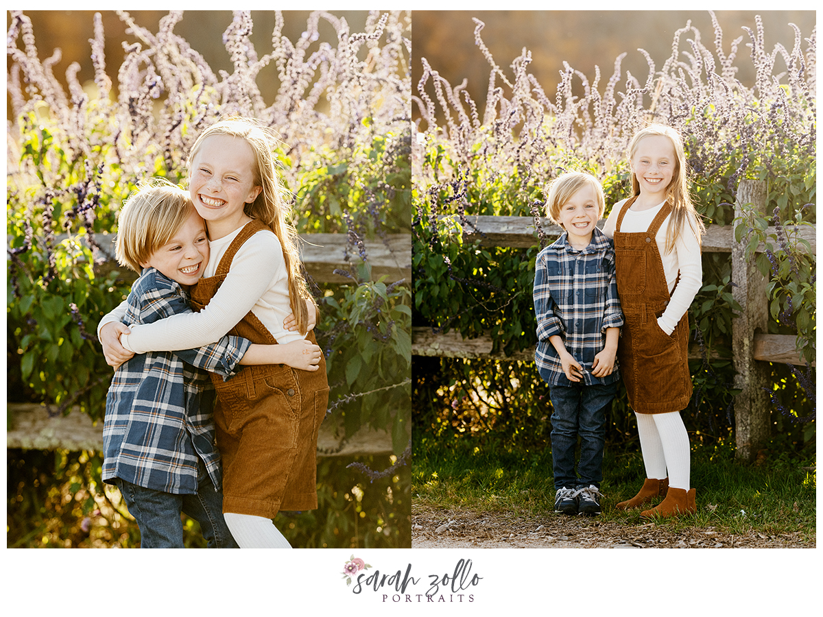 fall family photography sessions at the farmers daughter ri brother and sister hugging