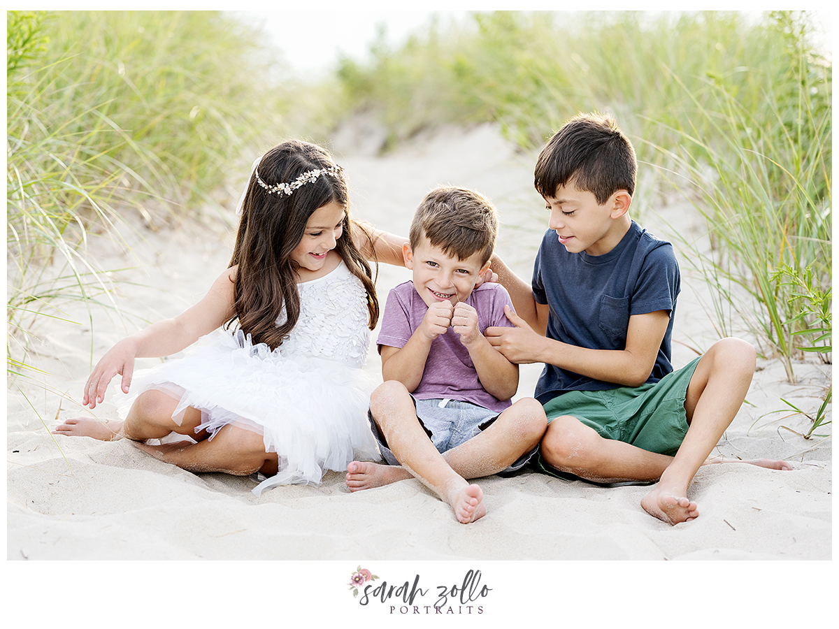 watch hill beach family photoshoot candid sibling portrait 