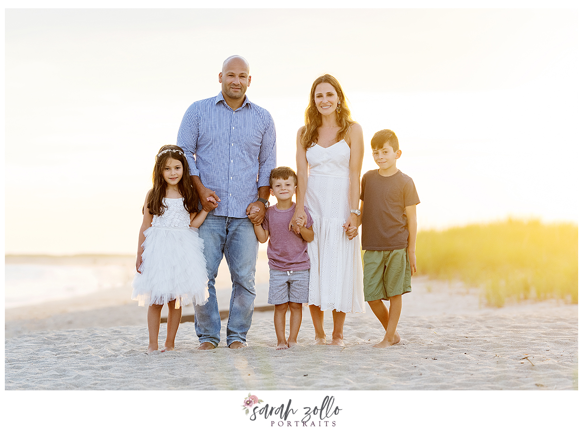 watch hill beach family photoshoot napatree point sunset mom dad and kids