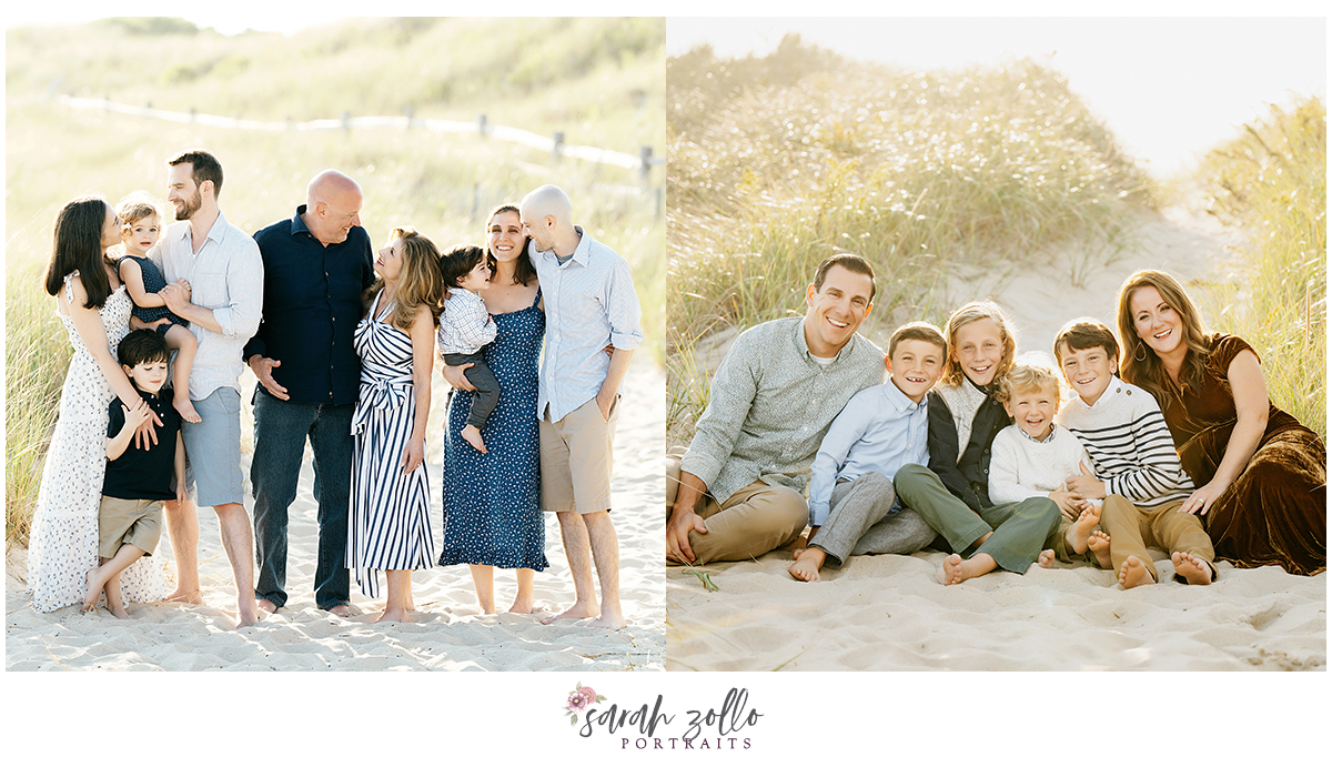 family beach portraits extended family in shades of blue family of four boys in earth tones and fall colors