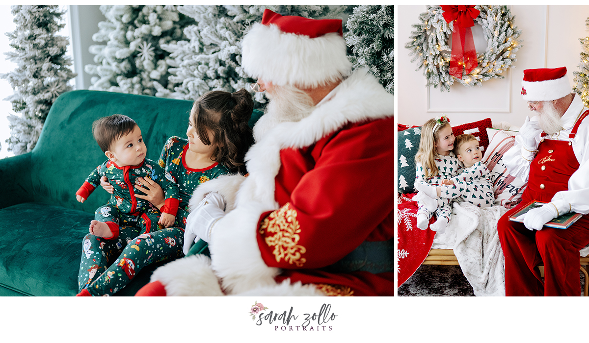 big sister holds baby brother to meet santa photoshoot rhode island