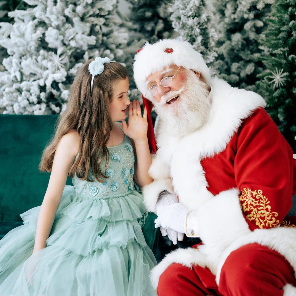 little girl with santa portrait