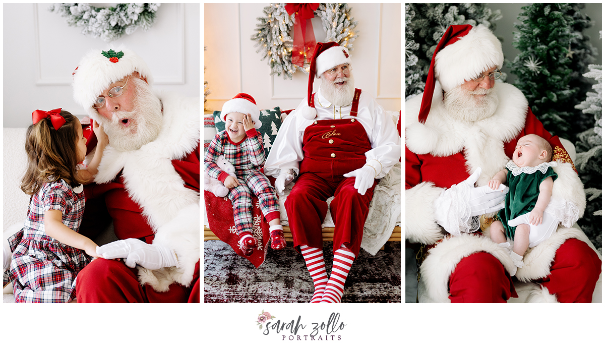 kids in pajamas with santa mini sessions Rhode Island photographer