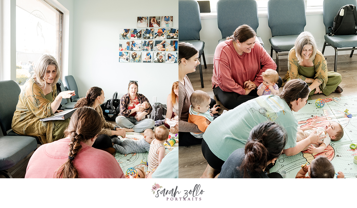 moms sitting in a circle at a breastfeeding support group with a lactation consultant in rhode island